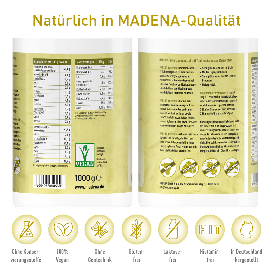 Reisprotein: Hoher Eiweißgehalt & starkes Aminosäureprofil