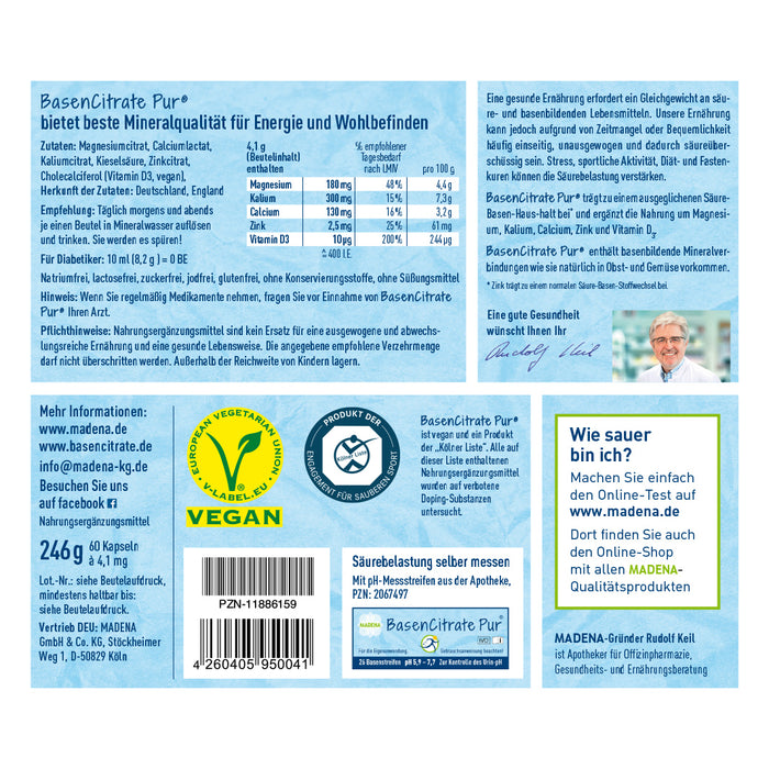 Basenpulver-Portionsbeutel to go, BasenCitrate Pur