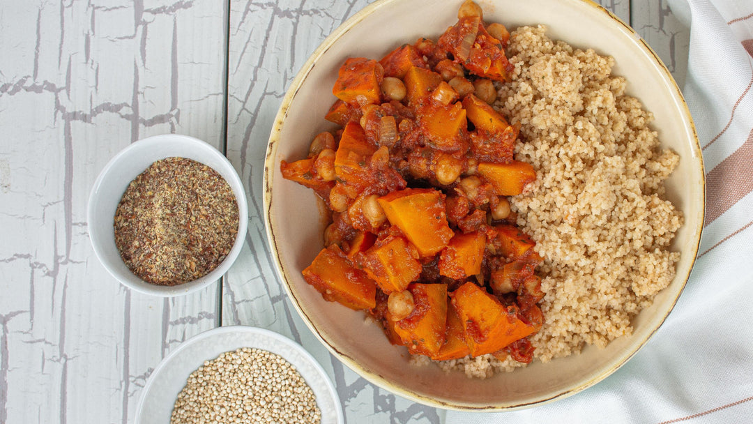 Kürbis-Kichererbsen-Ragout mit Goldhirse
