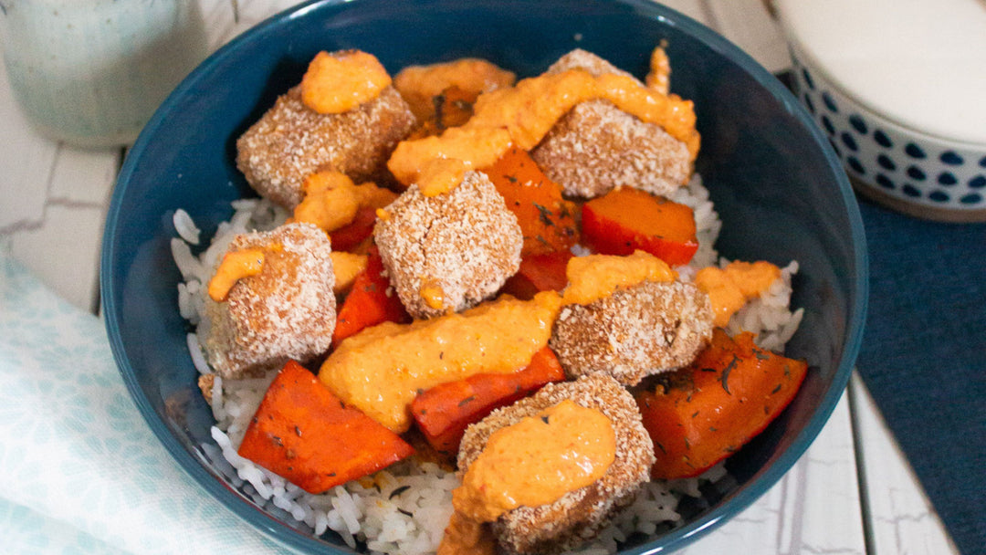 Kürbis-Bowl mit Crispy Tofu