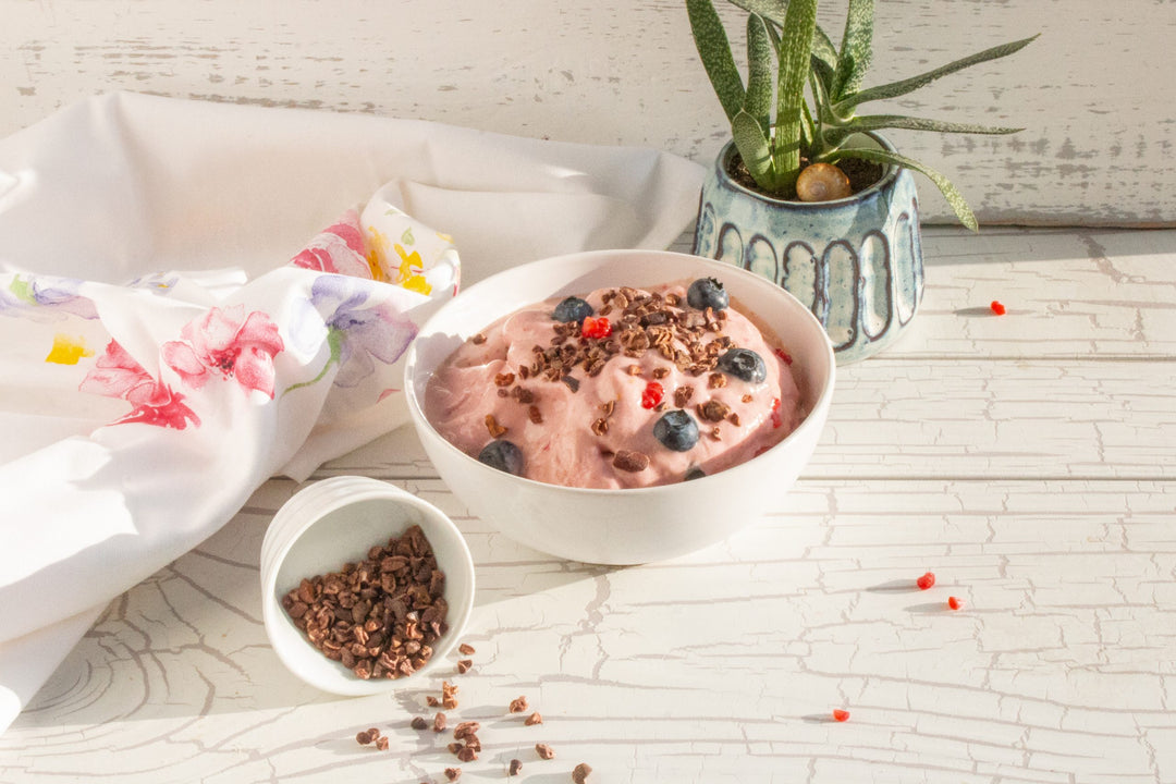 Protein-Eis: Himbeer-Kokos-Nicecream