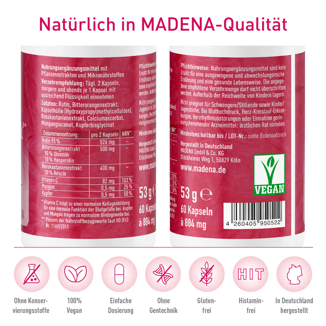 Venenkapseln*: Rutin, Hesperidin, Diosmin, Rosskastanie &amp; Co.