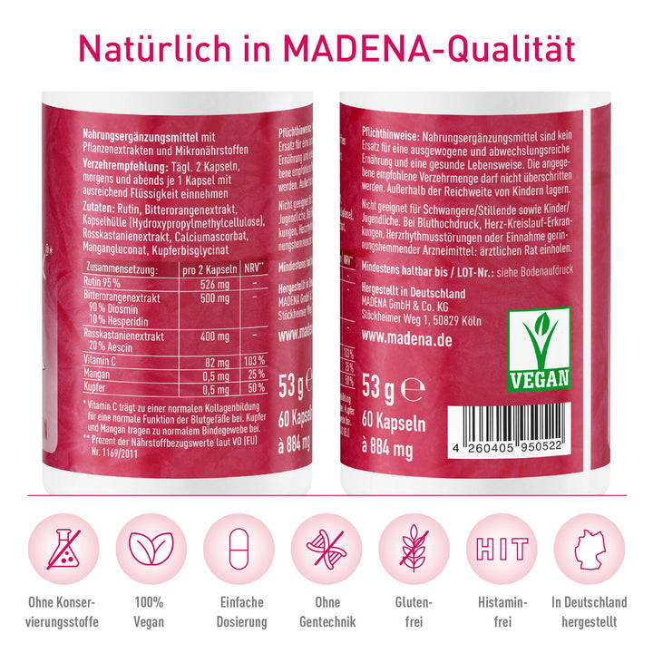 Venenkapseln*: Rutin, Hesperidin, Diosmin, Rosskastanie &amp; Co.