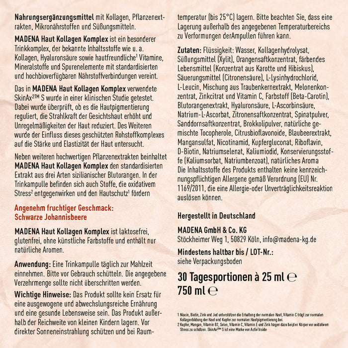 Haut Kollagen-Trinkampullen: Kollagenbildung* & Zellschutz**