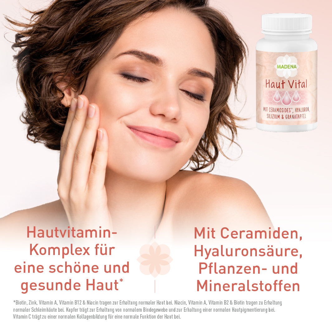 Hautvitamin-Komplex mit Ceramiden, Hyaluronsäure, Pflanzen & Mineralstoffe