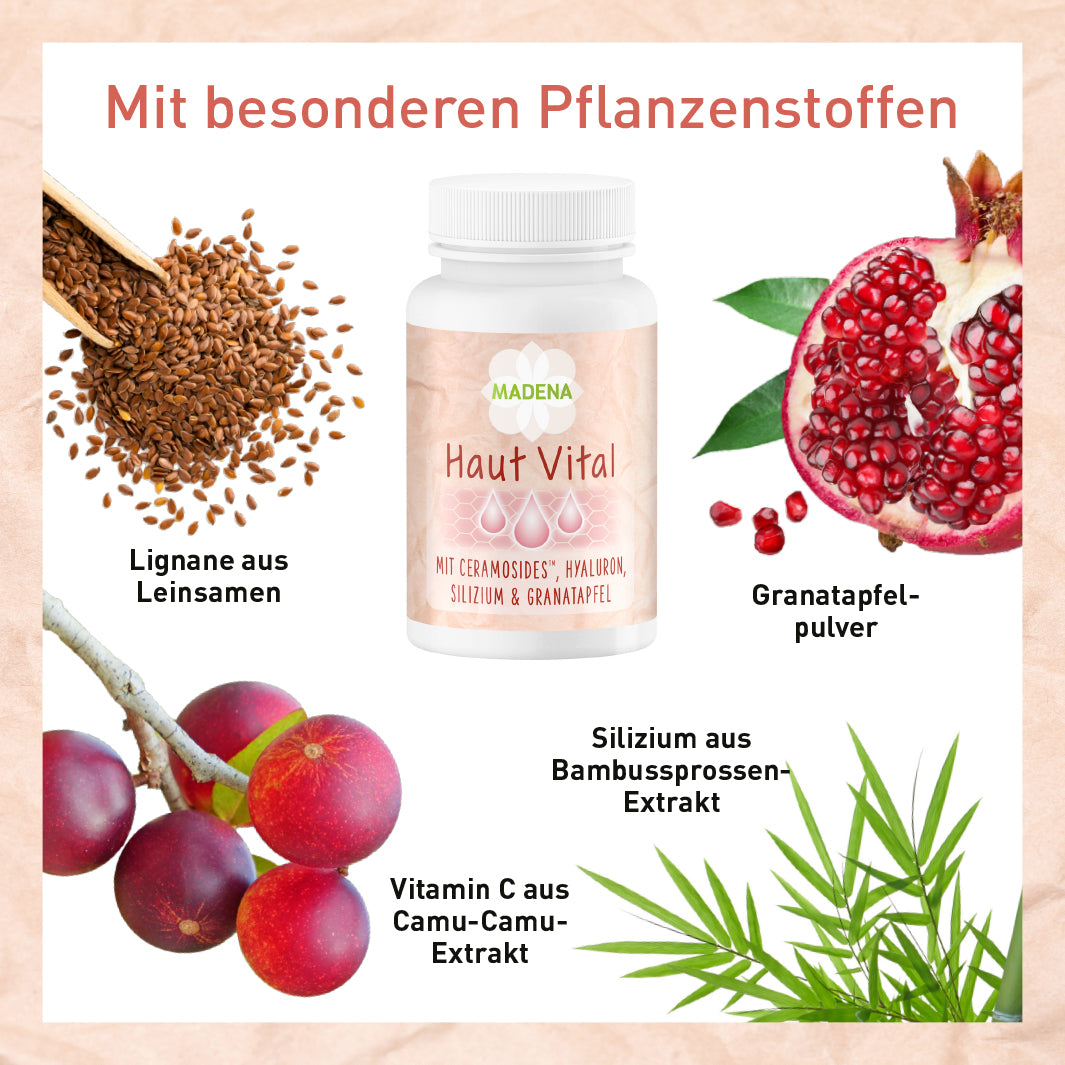 Hautvitamin-Komplex mit Ceramiden, Hyaluronsäure, Pflanzen & Mineralstoffe