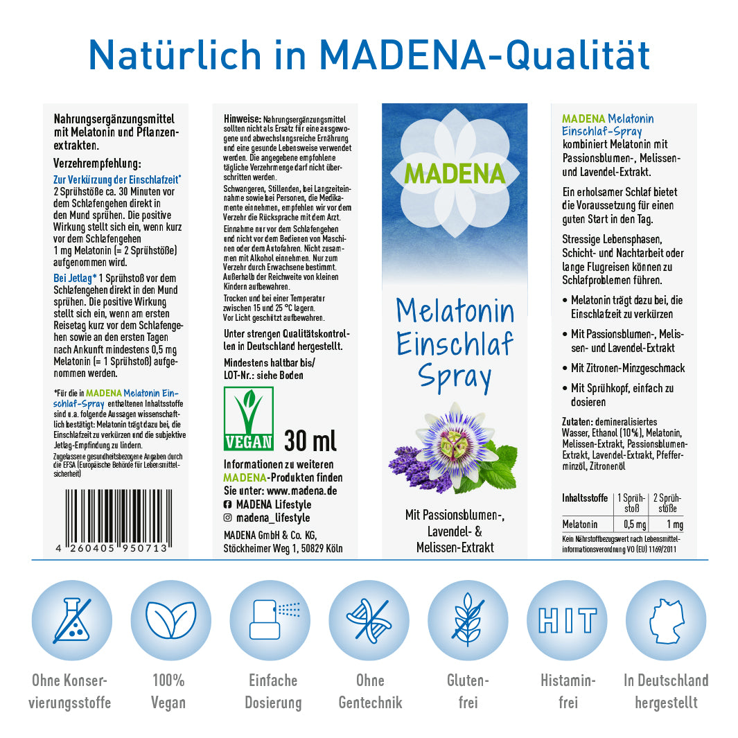 Einschlafspray: Schnell einschlafen mit Melatonin &amp; Pflanzenextrakten