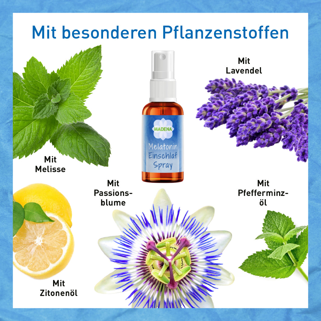 Einschlafspray: Schnell einschlafen mit Melatonin & Pflanzenextrakten