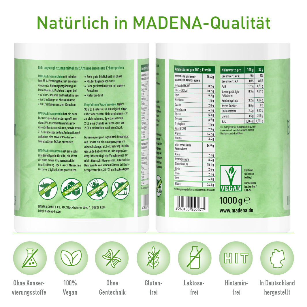 Erbsenproteinpulver: Hoher Eiweißgehalt & starkes Aminosäureprofil