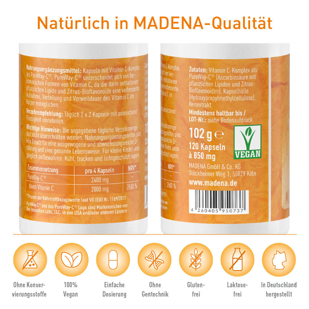 Gepuffertes Vitamin C: 2000mg mit Langzeiteffekt