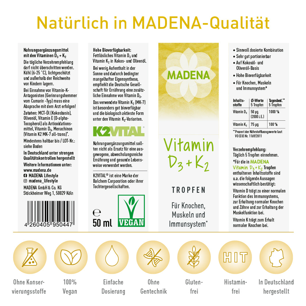 Vitamin D3 K2 Tropfen: Vegan &amp; hochdosiert