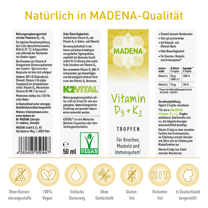 Vitamin D3 K2 Tropfen: Vegan &amp; hochdosiert