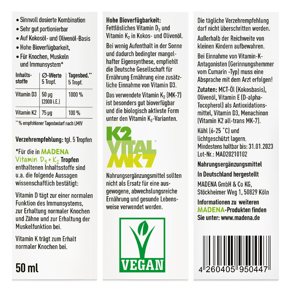 Vitamin D3 K2 Tropfen: Vegan & hochdosiert