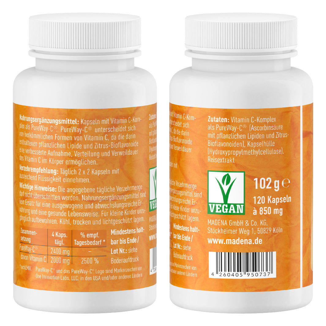 Vitamin C hochdosiert: Gepuffertes Vitamin C mit PureWay-C®